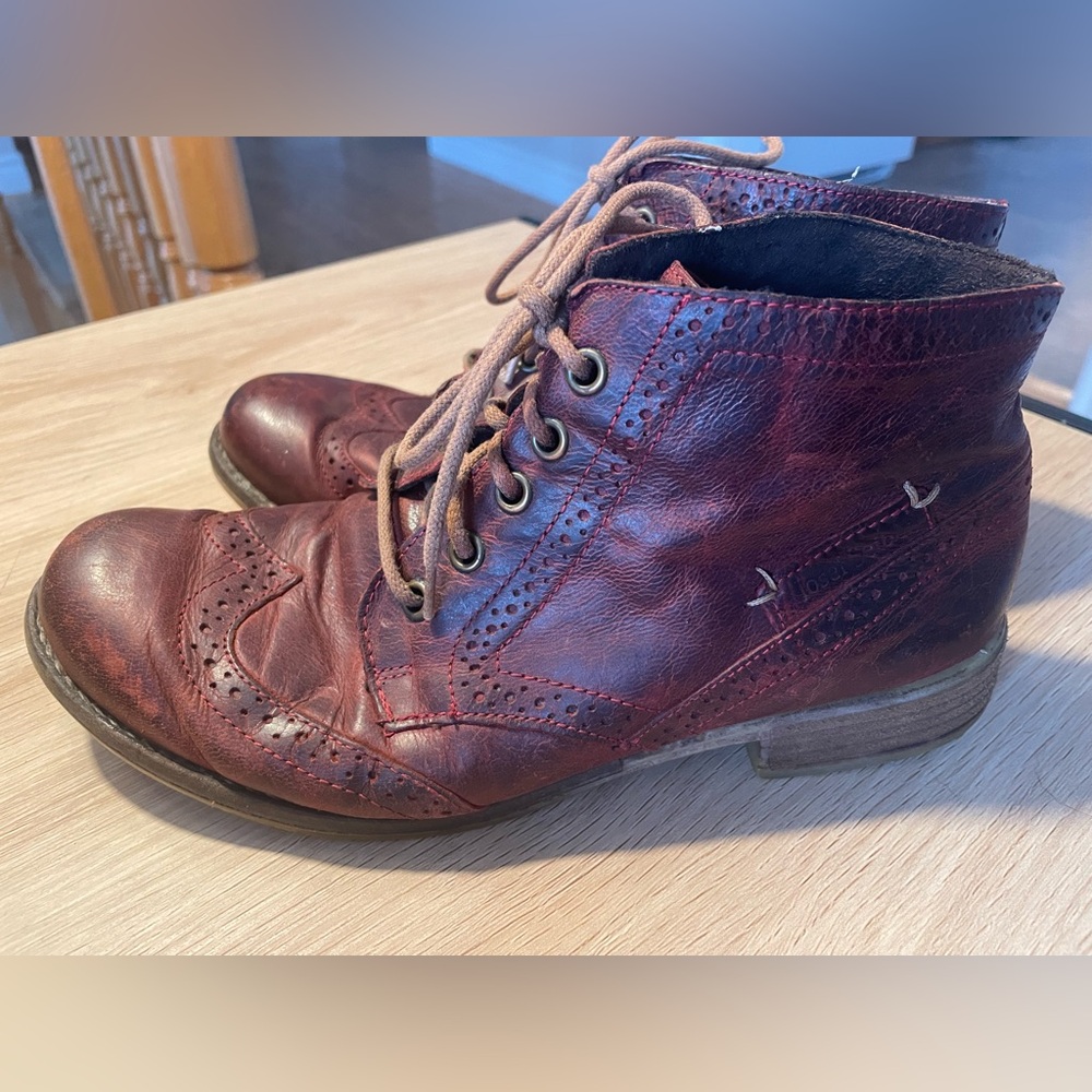 Josef Seibel Sienna 15 Bordo Lace Up Leather Ankle Boots - Picture 2 of 6
